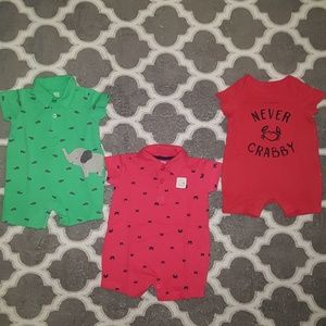 Baby boy one piece romper lot of 3 sizes 3m 0-3m